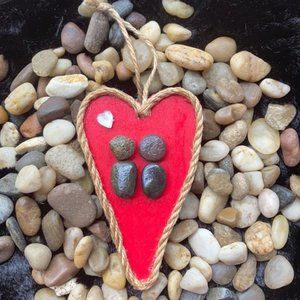 Couples Lover's Stones Handmade heart Wood decor